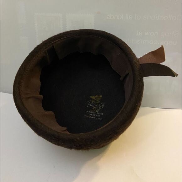 Italian Genuine Lustre Hat Princess Rabbit Fur Angora Grandma Formal 50s Vintage - Picture 5 of 10